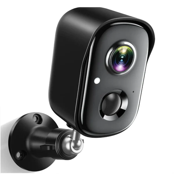 Wireless indoor/outdoor security camera, supports 1080P HD, IP65 waterproof, solar power, night vision, two-way audio, and AI motion detection.