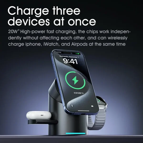 Smart Rotation 3-in-1 Magnetic Wireless Charging Station - Image 4