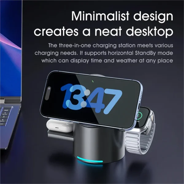 Smart Rotation 3-in-1 Magnetic Wireless Charging Station - Image 3