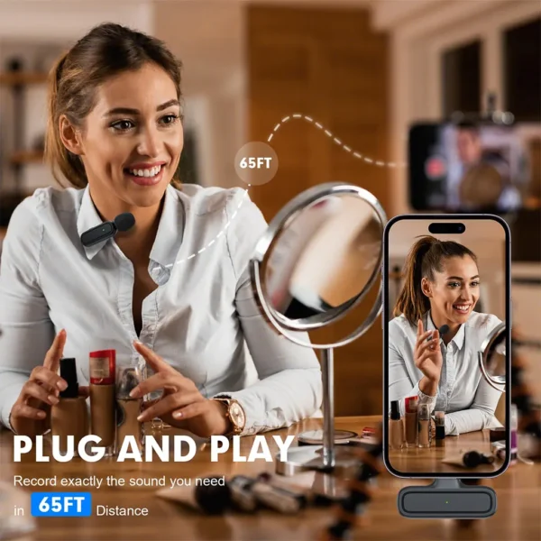 Dual Wireless Lavalier Microphone System with Charging Case - Image 4