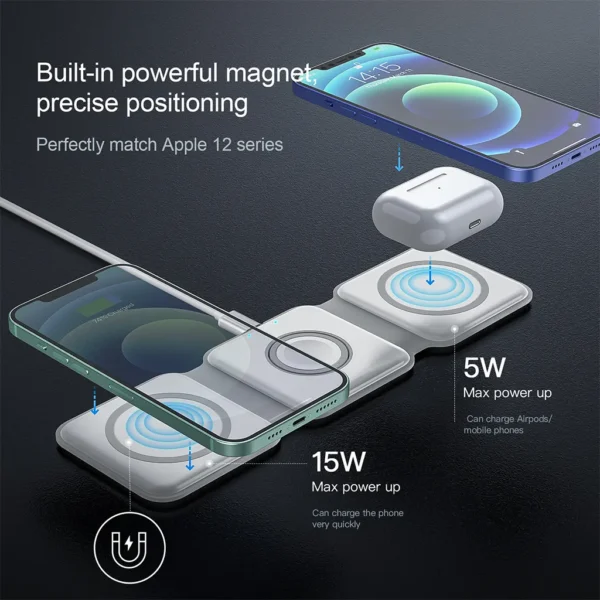3 in 1 Foldable Charging Dock MagSafe Wireless Charging Station - Image 6