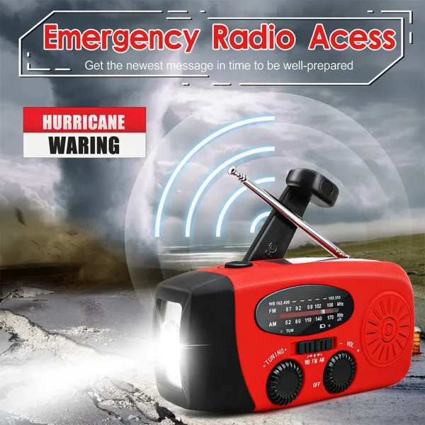 Emergency Weather Radio, Hand Crank Solar Radio - Image 3