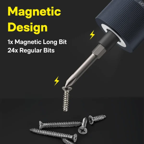 Precision Electric Screwdriver Set, 25 S2 Steel Bits - Image 6