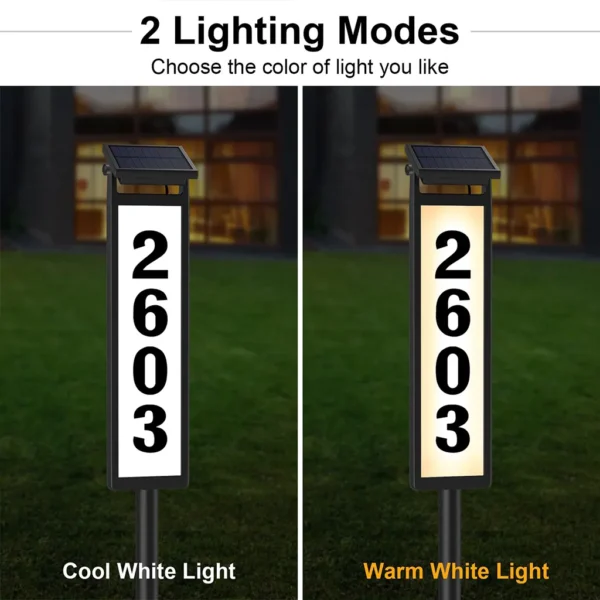 Solar Powered Illuminated House Number Address Sign (2PCS) - Image 3