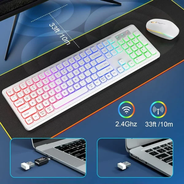 Wireless RGB Backlit Keyboard and Mouse Combo - Image 4