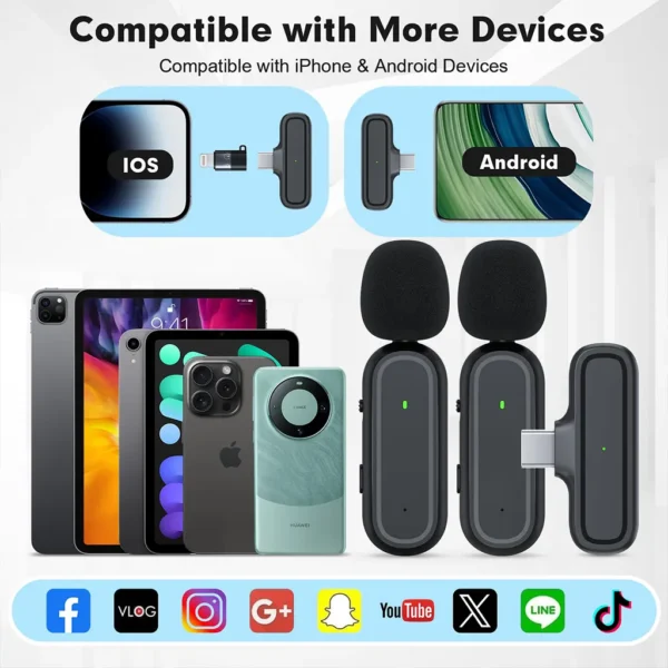 Dual Wireless Lavalier Microphone System with Charging Case - Image 7