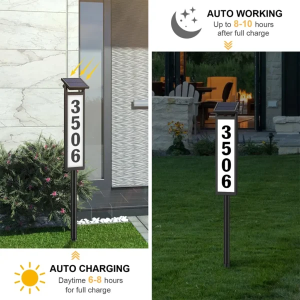 Solar Powered Illuminated House Number Address Sign (2PCS) - Image 4