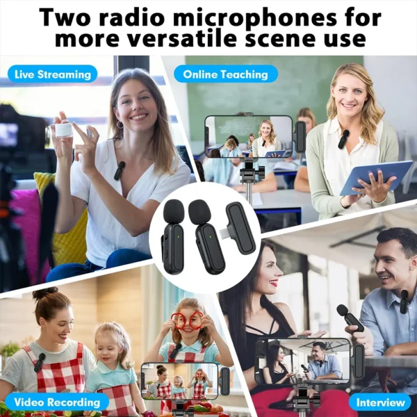 Dual Wireless Lavalier Microphone System with Charging Case - Image 6