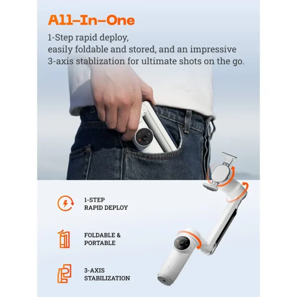 Insta360 Flow AI 3-Axis Smartphone Gimbal Stabilizer with Built-in Selfie Stick - Image 2