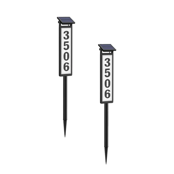 Solar Powered Illuminated House Number Address Sign (2PCS)