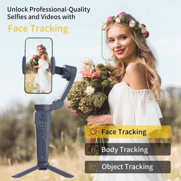 3-Axis Foldable Phone Gimbal Stabilizer with AI Tracking & Fill Light - Image 2