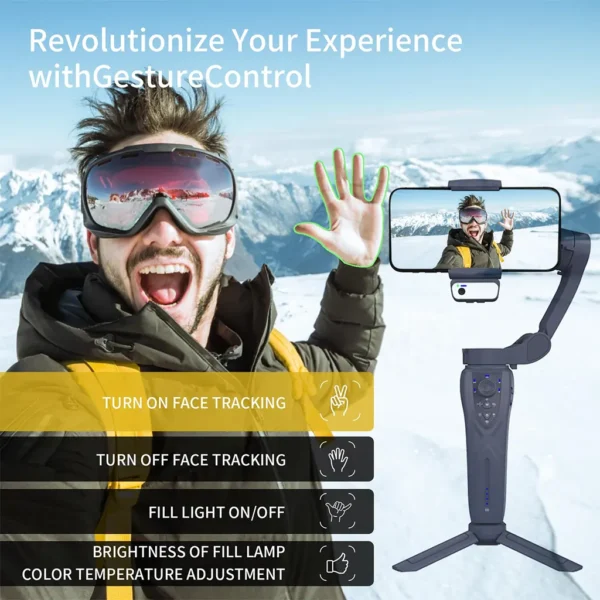 3-Axis Foldable Phone Gimbal Stabilizer with AI Tracking & Fill Light - Image 3