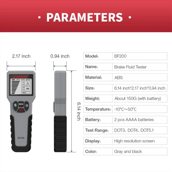 KINGBOLEN BF200 Digital Brake Fluid Tester with Gooseneck Probe - Image 6