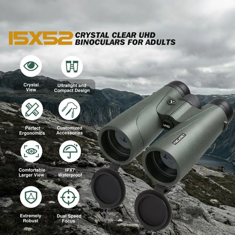 15x52 UHD Professional Binoculars | High-Power Optics for Hunting, Sports & Outdoor Safety (Waterproof & Fog-proof) - Image 2
