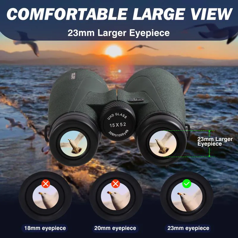 15x52 UHD Professional Binoculars | High-Power Optics for Hunting, Sports & Outdoor Safety (Waterproof & Fog-proof) - Image 4